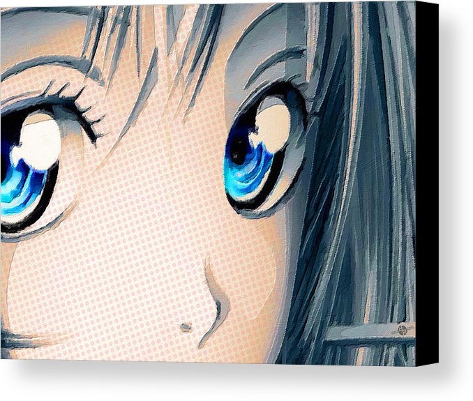 678x575 Anime Girl Eyes 2 Gold Canvas Print Canvas Art By Tony Rubino - Anime Canvas Painting