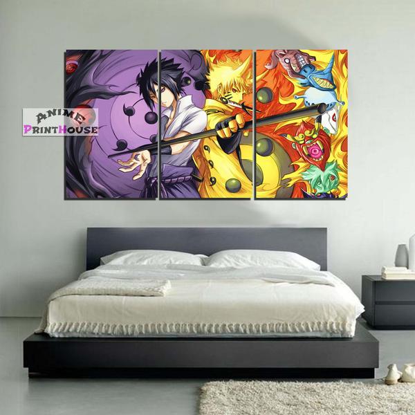 600x600 Naruto Vs Sasuke Canvas Painting Wall Decor Anime Print House - Anime Canvas Painting