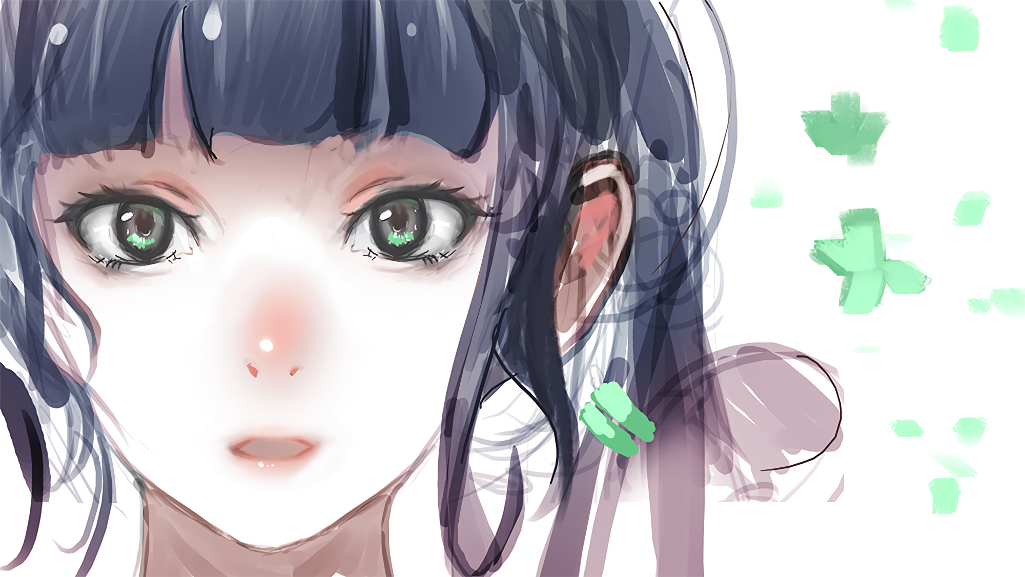2000x1126 Download 2000x1126 Anime Girl, Face Portrait, Close Up, Semi - Anime Girl Painting