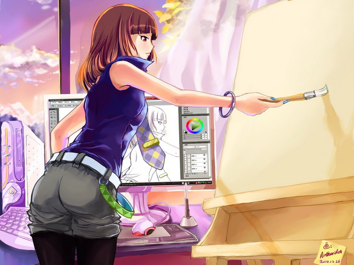 700x525 Hot Girl Painting Butt Anime Art Gigantic Print Poster Ebay - Anime Girl Painting
