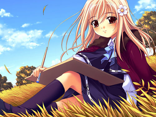 500x375 Anime Girl Painting Discovered By Nevergiveintothefear - Anime Girl Painting