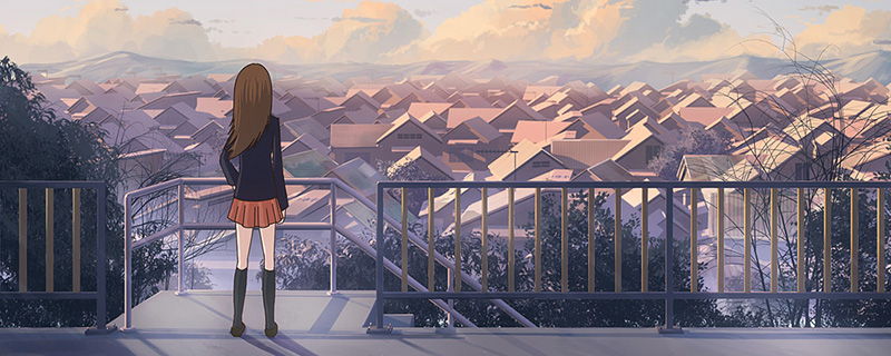 800x320 Painting Anime Townscape - Anime Painting