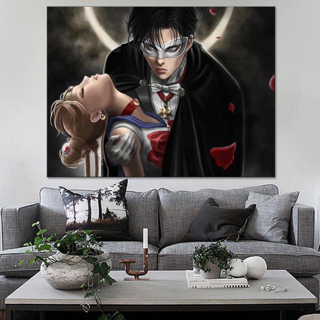 640x640 Usagi Tsukino And Mamoru Chiba Canvas Sailor Moon Anime Wall - Anime Wall Painting