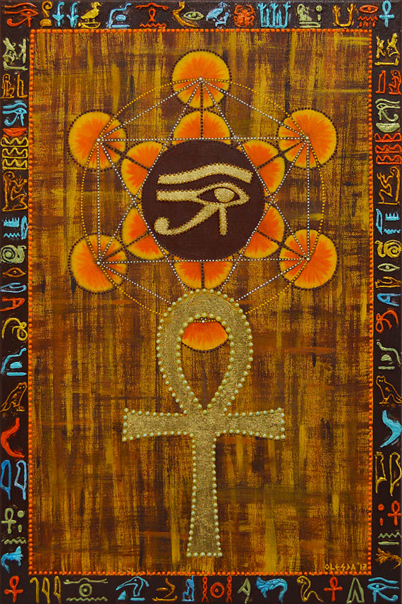 570x856 Ankh Paintingkey Of Life Eye Of Ra Kemetic Art Metatron - Ankh Painting