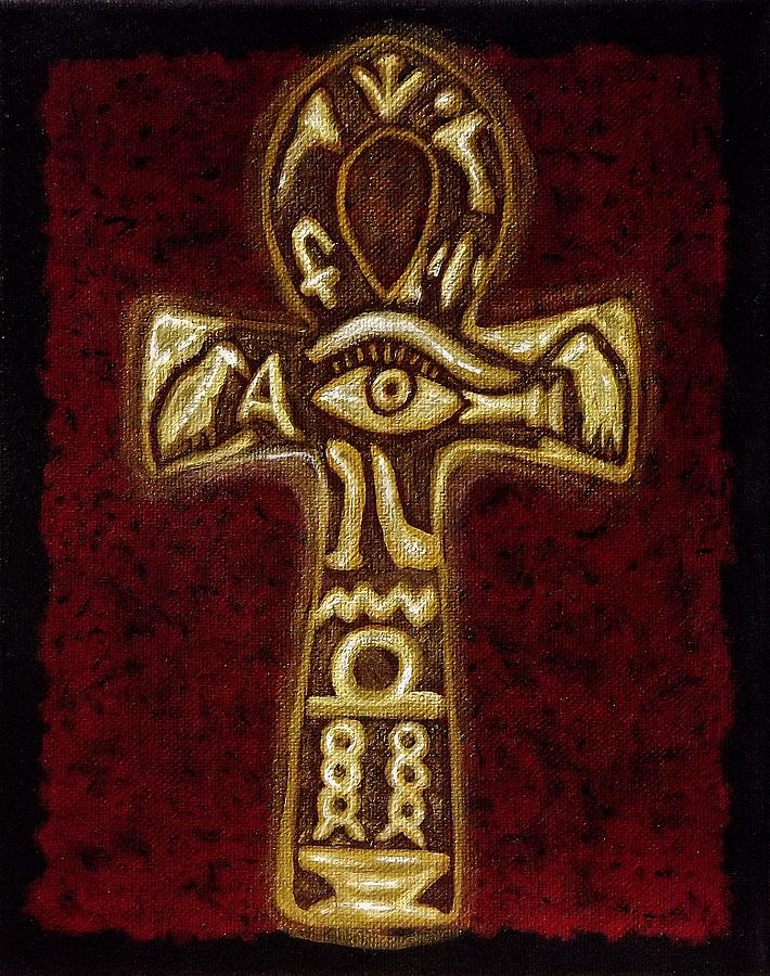 710x900 Golden Ankh Painting By Irene Cardona - Ankh Painting