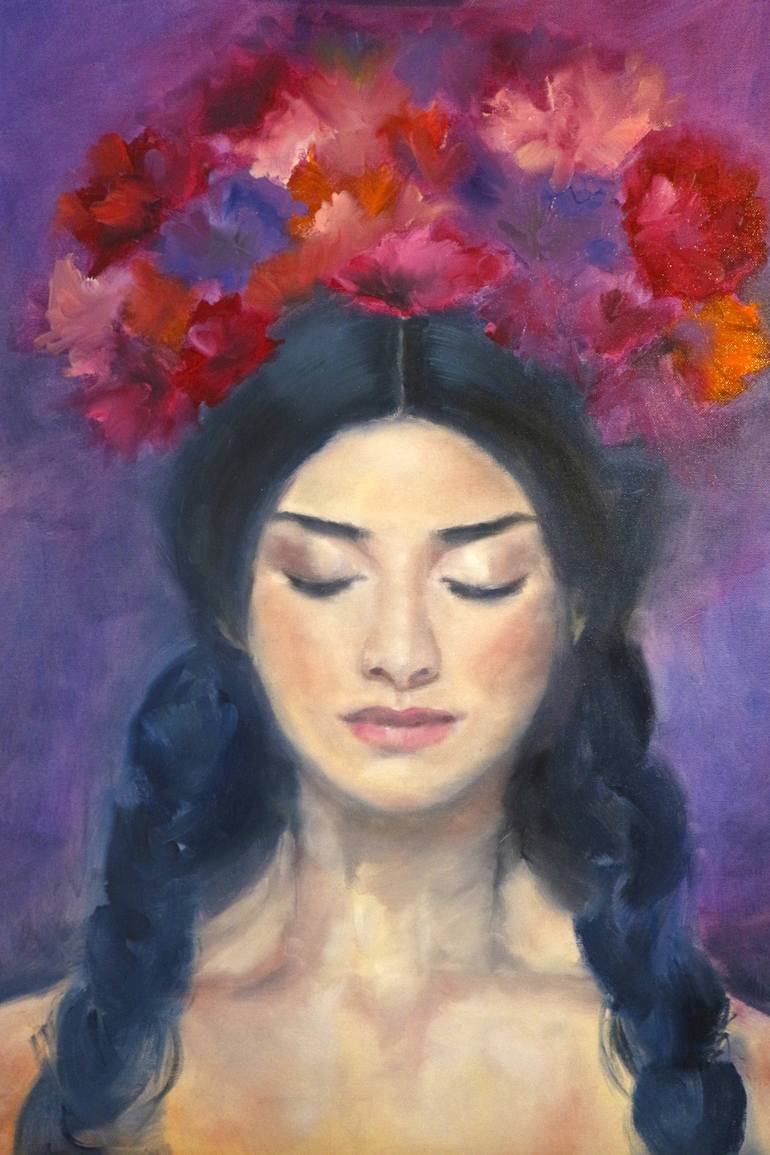 770x1155 Saatchi Art Woman Portrait Oil Painting Flowers Painting Painting - Anna Painting