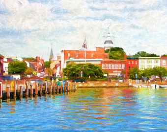 340x270 Framed Canvas Desk Art Annapolis Annapolis City Dock - Annapolis Painting