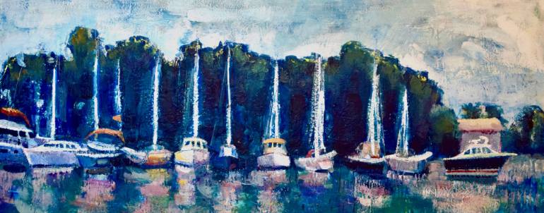 770x302 Saatchi Art Joyride 35 Annapolis Boats Painting By Monique Sarkessian - Annapolis Painting