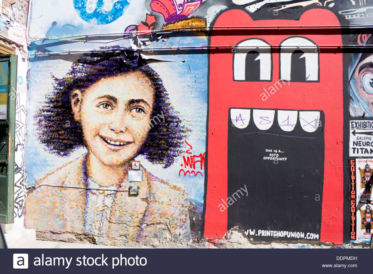 1300x956 Anne Frank Mural Wall Art Artwork Painting Outside Exhibition - Anne Frank Painting