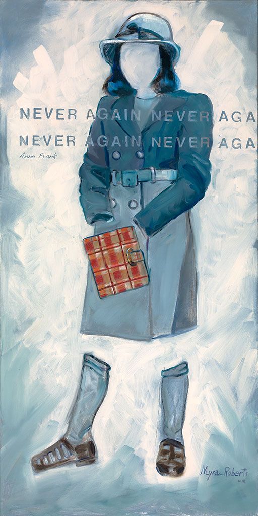 512x1024 Never Again Original Oil Painting By Myra Roberts Anne Frank - Anne Frank Painting