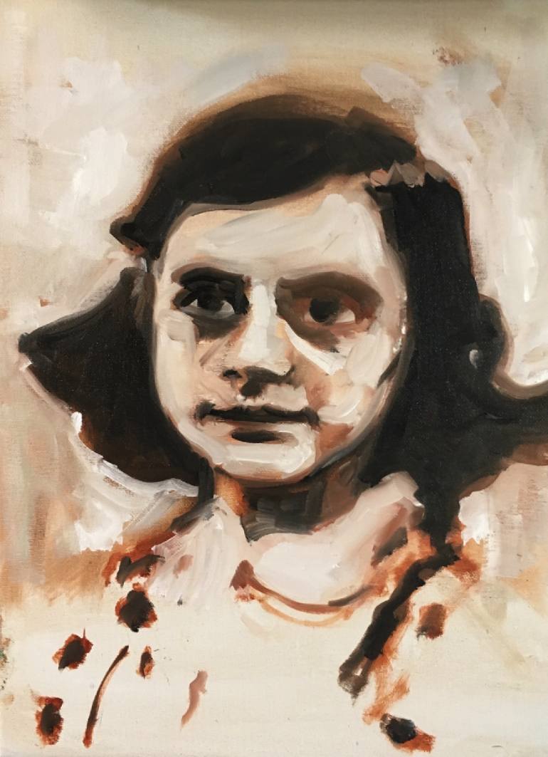 770x1063 Saatchi Art Anne Frank As A Young Girl Painting By Gerald Ross - Anne Frank Painting