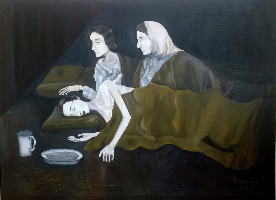 900x653 The Death Of Anne Frank Painting By Enrique Anonat Iii - Anne Frank Painting