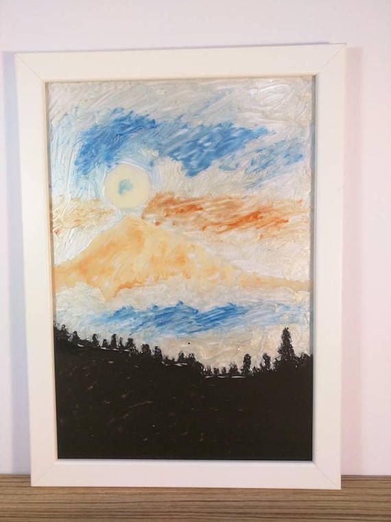 570x760 Stained Glass Panel Original Painting Landscape Relaxing Art Wall - Anniversary Painting