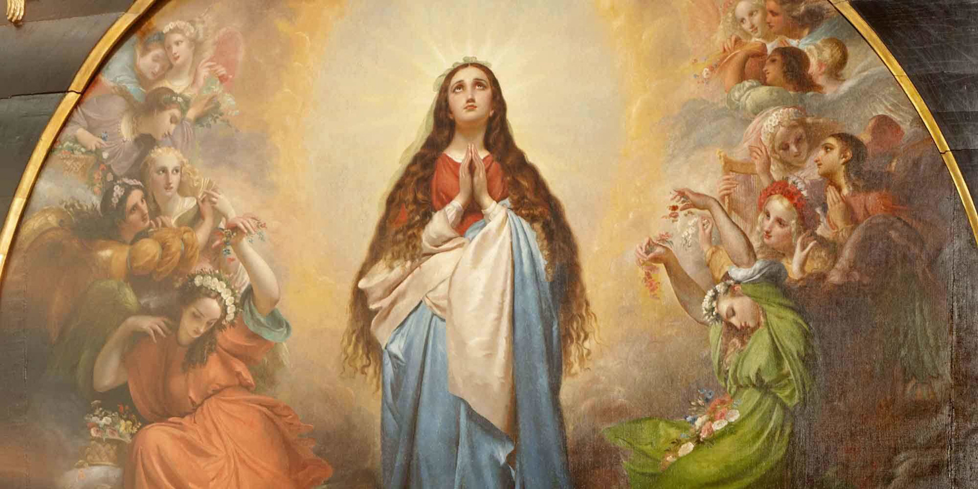 1900x950 Annunciation Amp Mary's Fiat - Annunciation Of Mary Painting