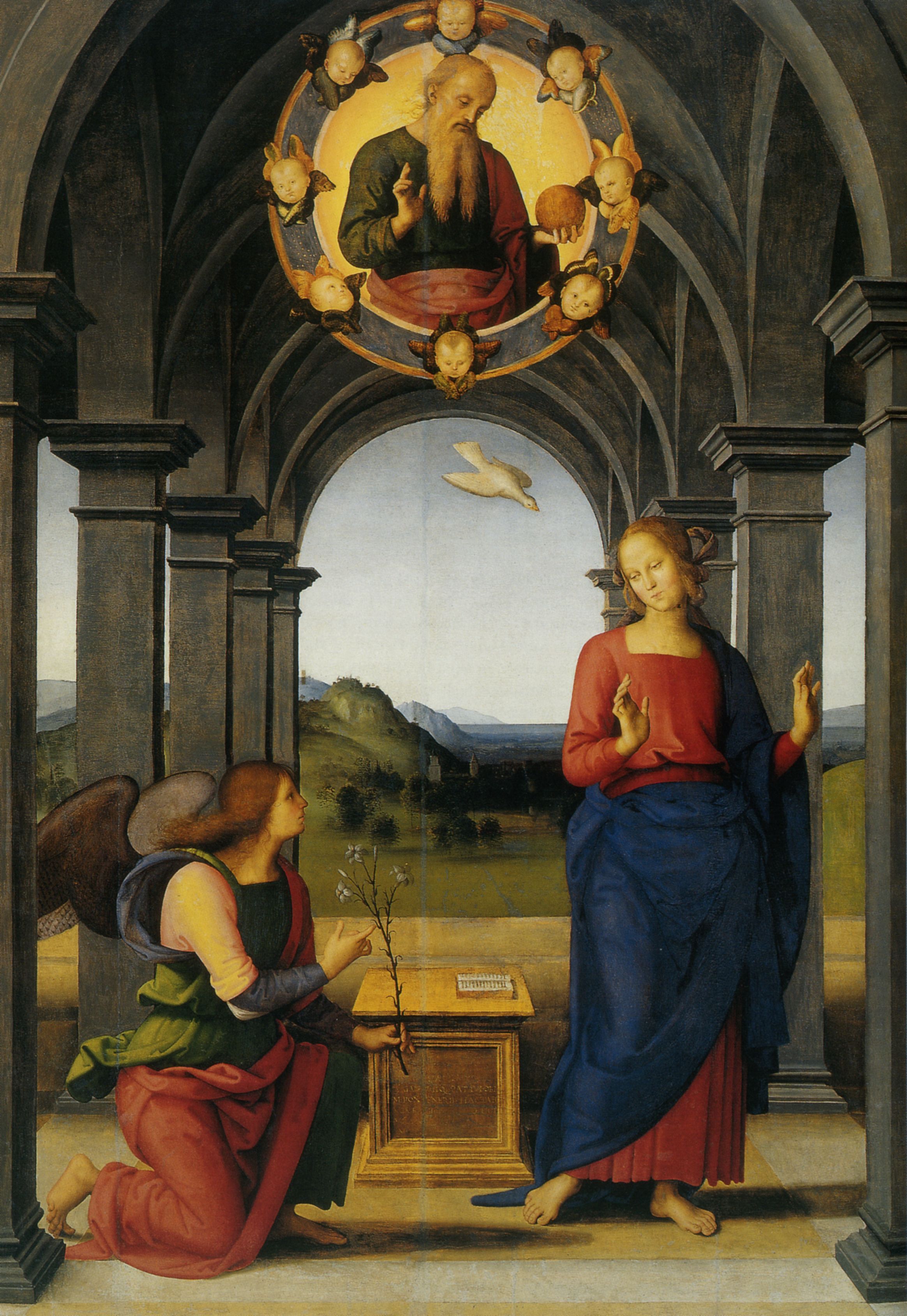 2328x3377 Pietro Perugino,1489 Mary, The Annunciation And The Visitation - Annunciation Of Mary Painting