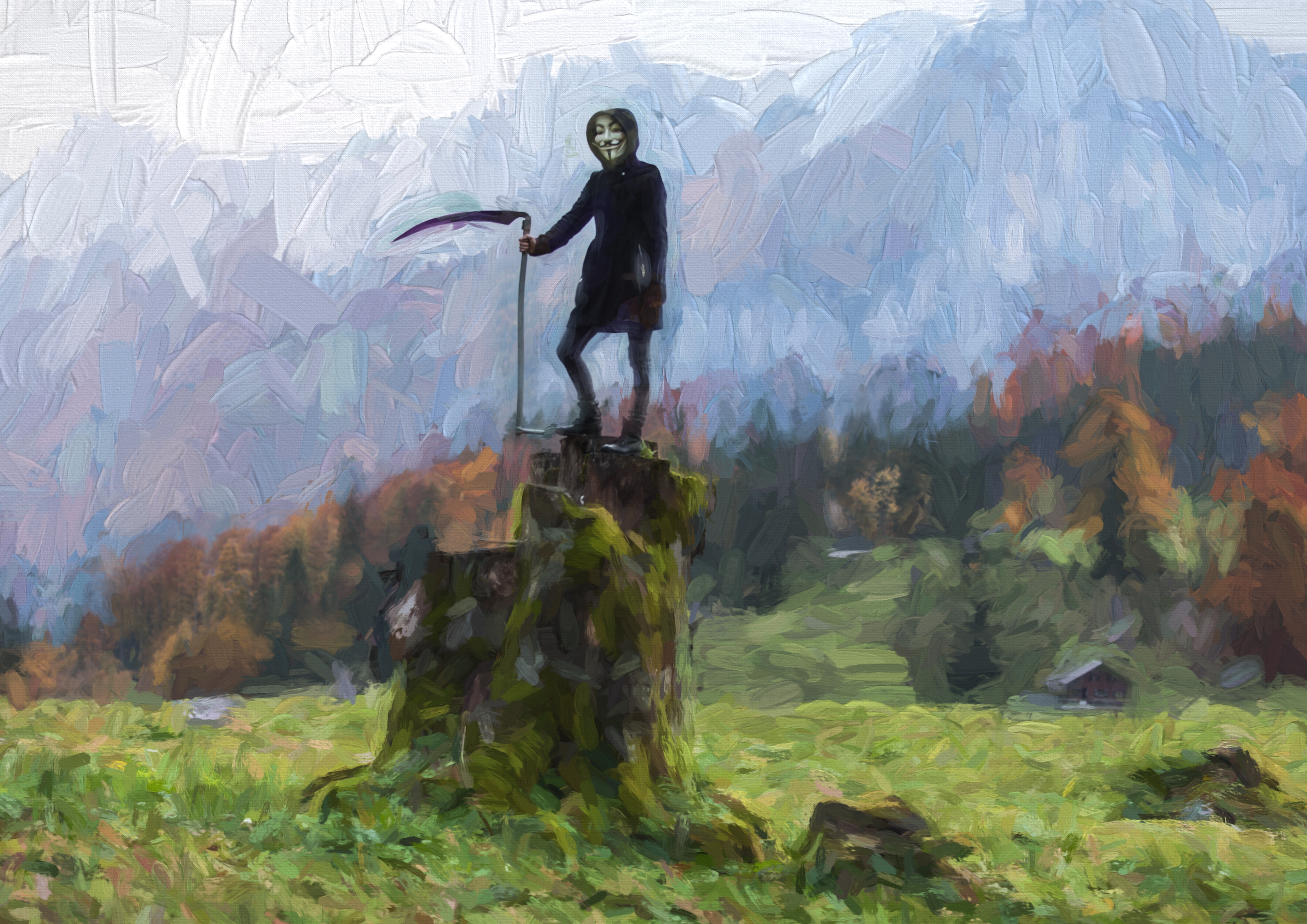 7016x4961 Free Images Wilderness, Mountain, Paint, Speed, Terrain - Anonymous Painting