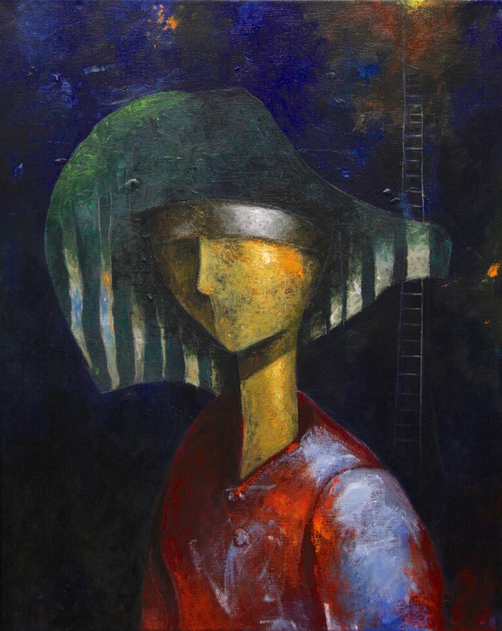 716x900 Painting, Acrylic, Anonymous Portrait By Juan Ramiro Torres - Anonymous Painting