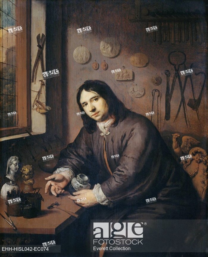 699x863 Portrait Of A Goldsmith, By Anonymous, C. 1680, Dutch Painting - Anonymous Painting
