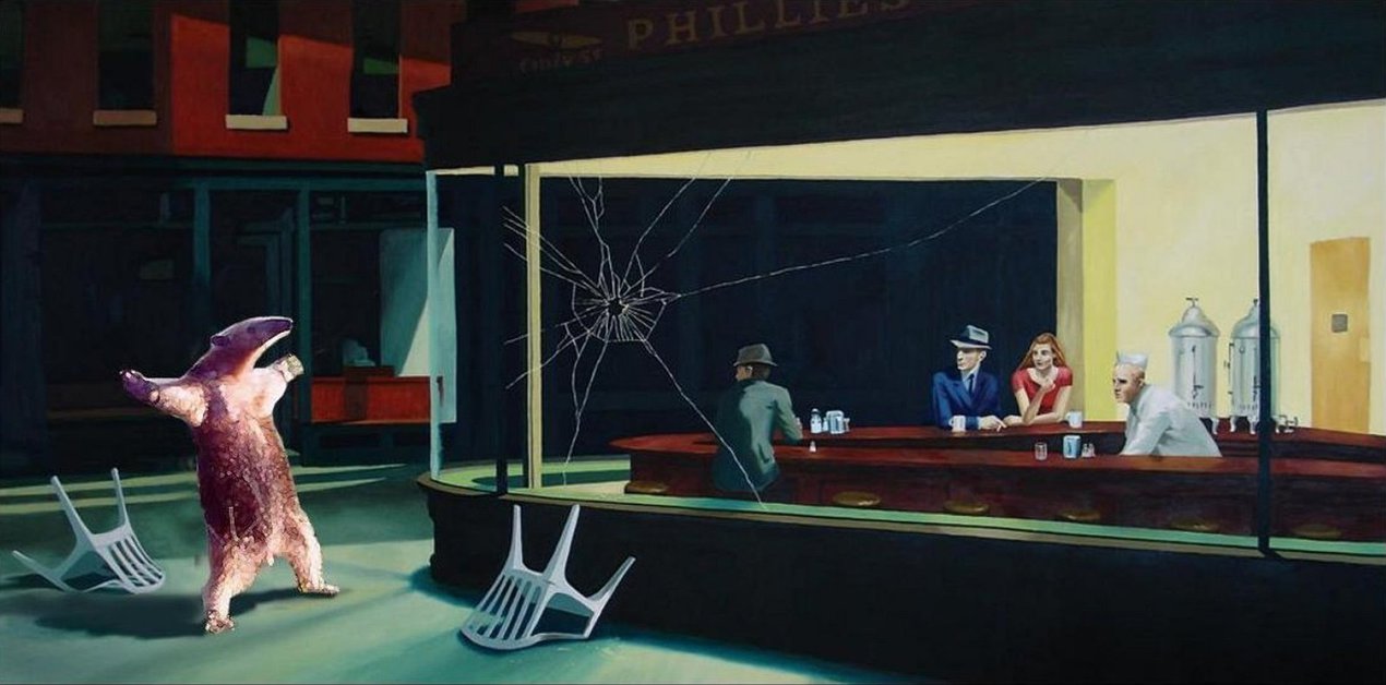 1270x628 Nighthawks Anteater (Black Lines Removed) By Spiderpig60 - Anteater Painting