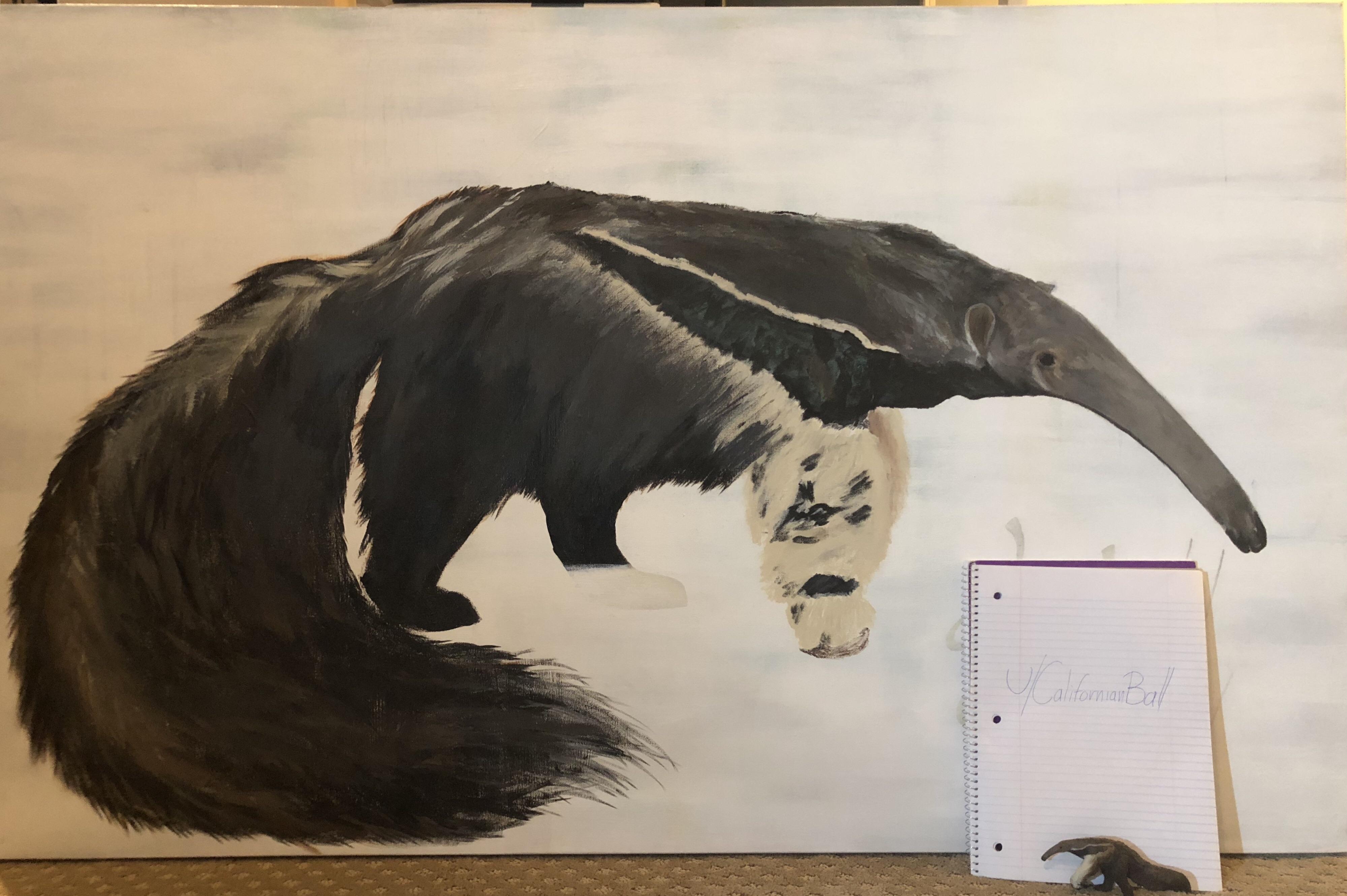 3998x2660 Painting In Progress Of The Snoot God Anteaters - Anteater Painting