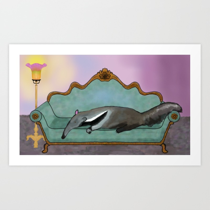 700x700 Relaxing Anteater Art Print By Slenderlori Society6 - Anteater Painting