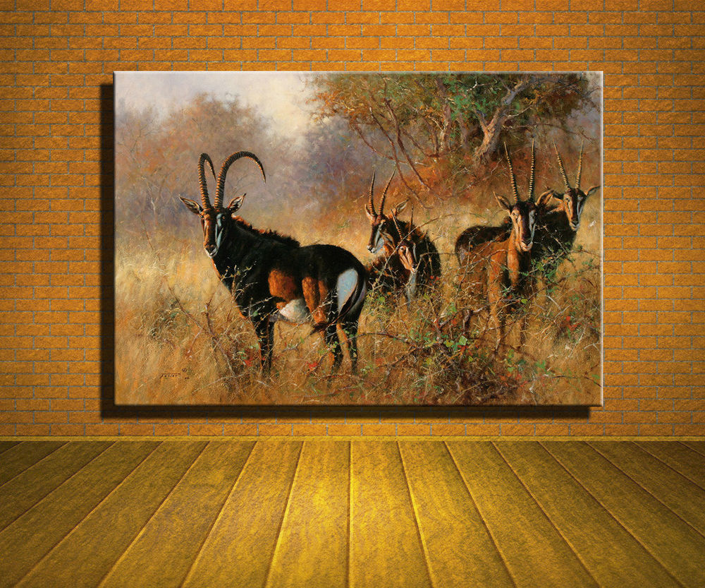 1000x833 Wall Art Print Oil Painting On Canvas,xm217,african Savanna - Antelope Painting