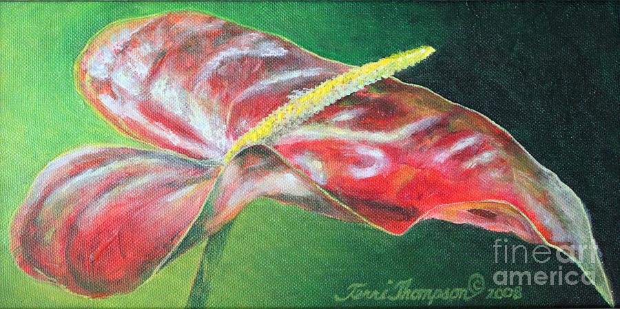 900x449 Lone Anthurium Painting By Terri Thompson - Anthurium Painting