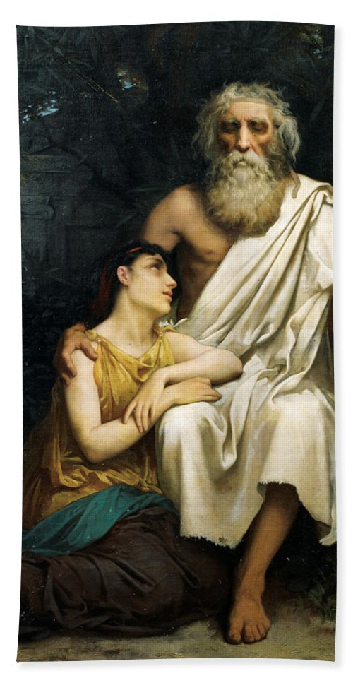 500x967 Oedipus And Antigone Beach Sheet For Sale By Camille Felix Bellanger - Antigone Painting