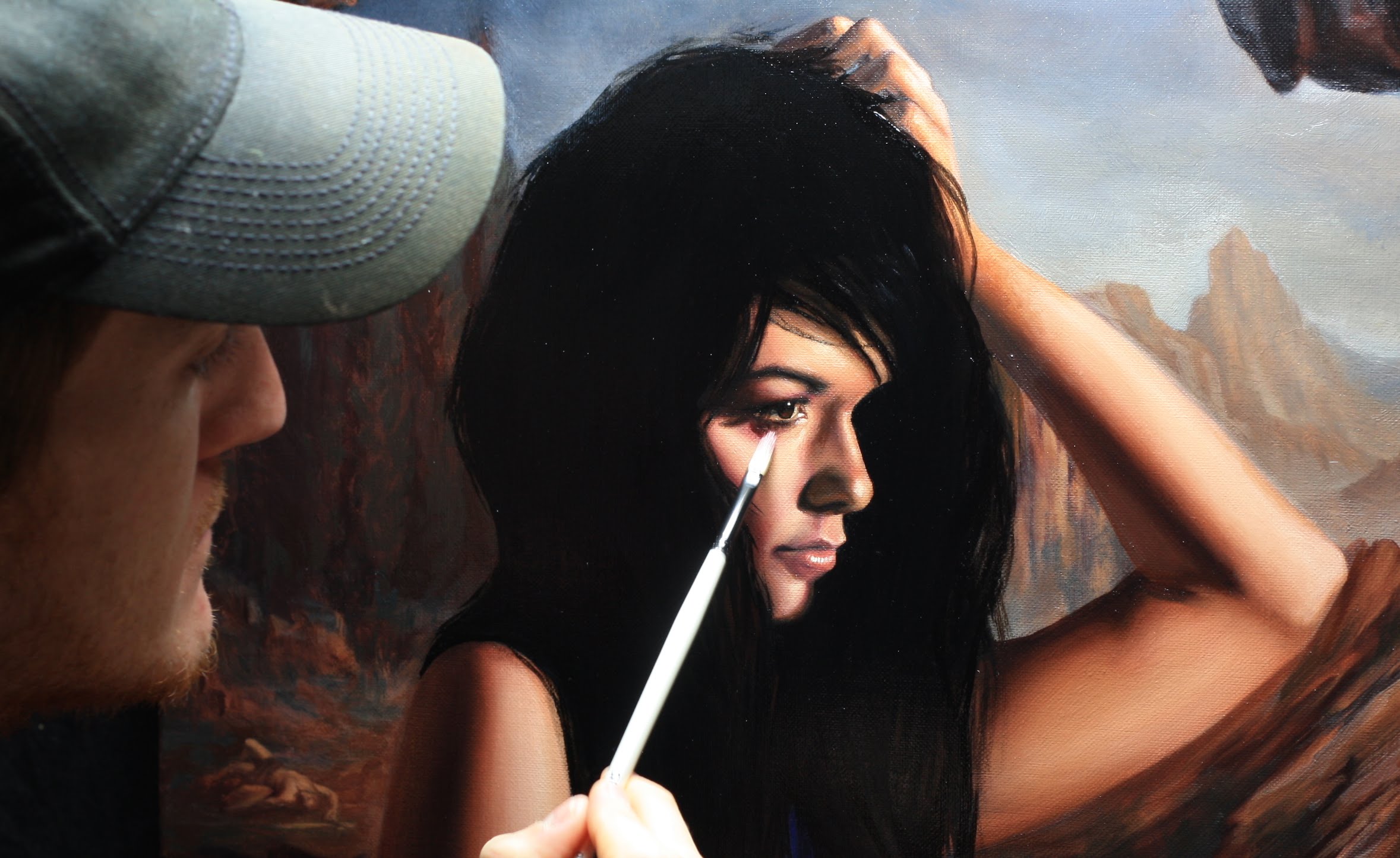 2357x1445 Oil Painting Portrait Portrait Of Mandy As Antigone - Antigone Painting