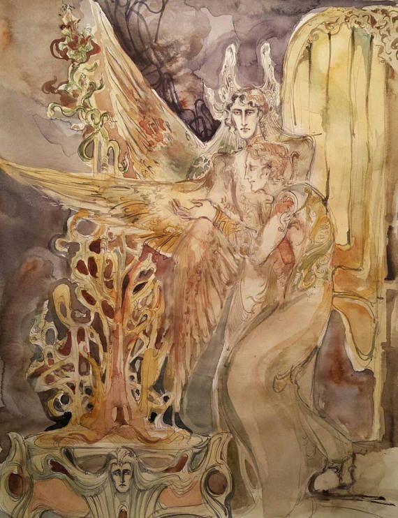 570x742 The Seraphim Original - Antinous Painting