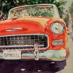 236x235 En Antioquia Watercolor Watercolor - Antique Car Painting
