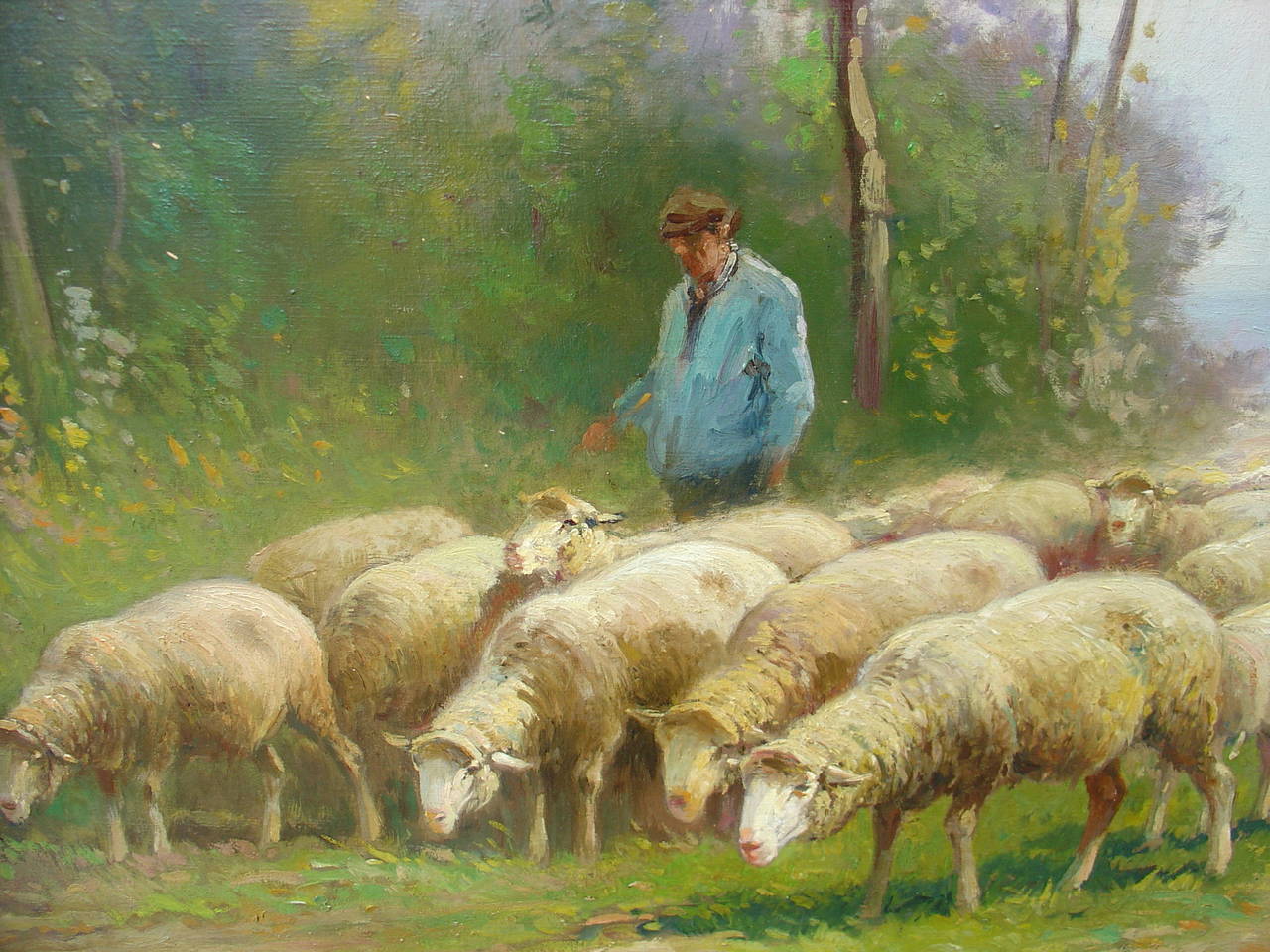 1280x960 Signed Antique Sheep Painting By Derians - Antique Sheep Painting