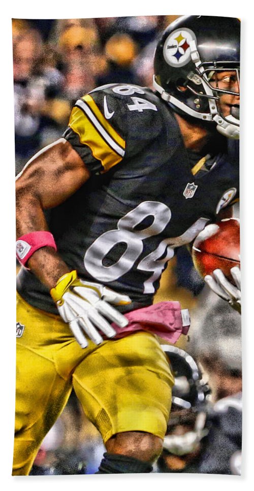 500x967 Antonio Brown Steelers Art 2 Beach Towel For Sale By Joe Hamilton - Antonio Brown Painting