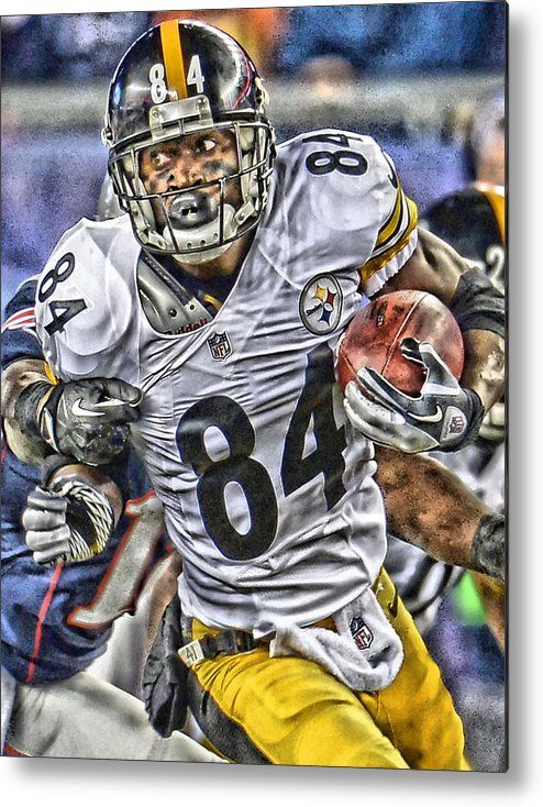 494x734 Antonio Brown Steelers Art Metal Print By Joe Hamilton - Antonio Brown Painting