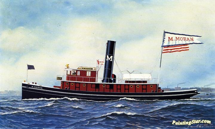 720x434 M. Morgan Tugboat Artwork By Antonio Jacobsen Oil Painting Amp Art - Antonio Jacobsen Painting