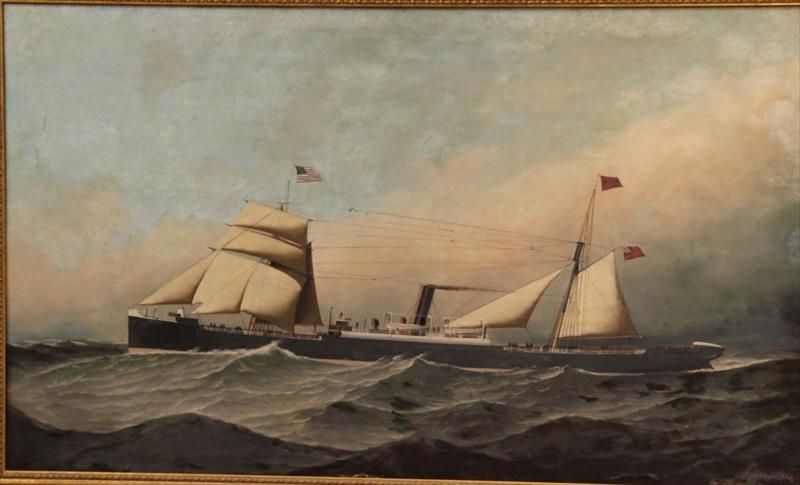 800x485 Oil On Board, Marine Scene, Antonio Jacobsen (American, 1850 1921 - Antonio Jacobsen Painting