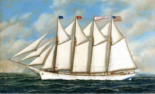 520x316 Schooner Marie Gilbert Painting - Antonio Jacobsen Painting
