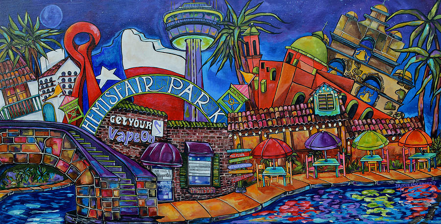 900x457 Get Your Vape On San Antonio Painting By Patti Schermerhorn - Antonio Painting