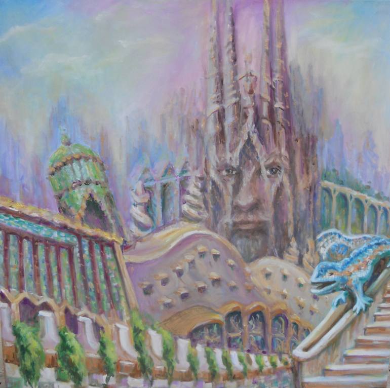 770x766 Saatchi Art Antonio Gaudy And Barcelona. Painting By Olena Skiba - Antonio Painting