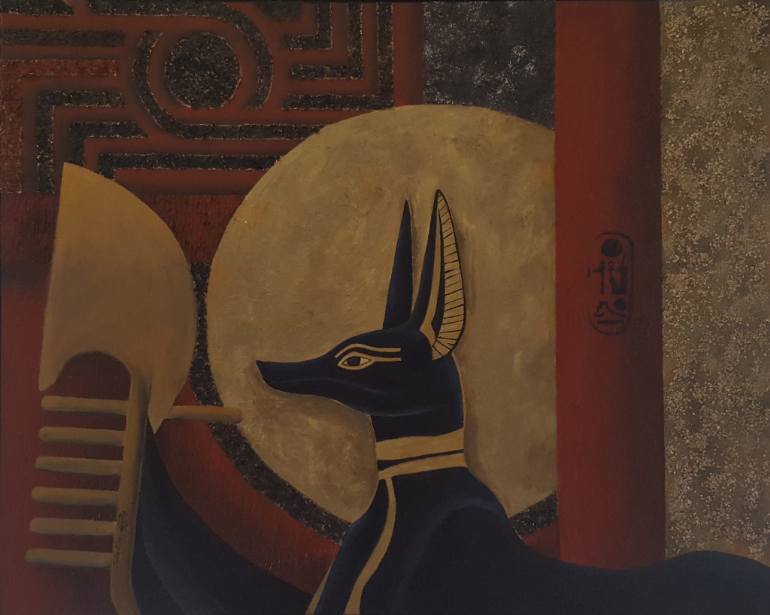 770x615 Saatchi Art Anubis Painting By Lyda Lammers - Anubis Painting