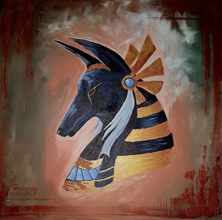 770x763 Saatchi Art Anubis Painting By Olga Benke - Anubis Painting