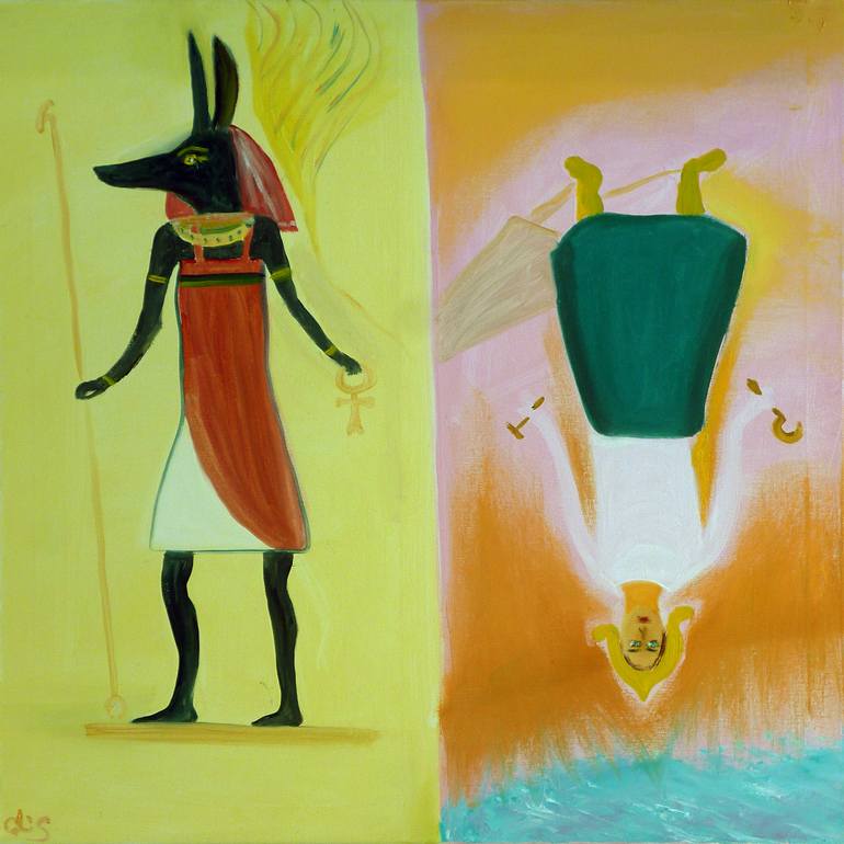 770x770 Saatchi Art Anubis Amp Akulina Painting By Serge Lis Eliseev - Anubis Painting