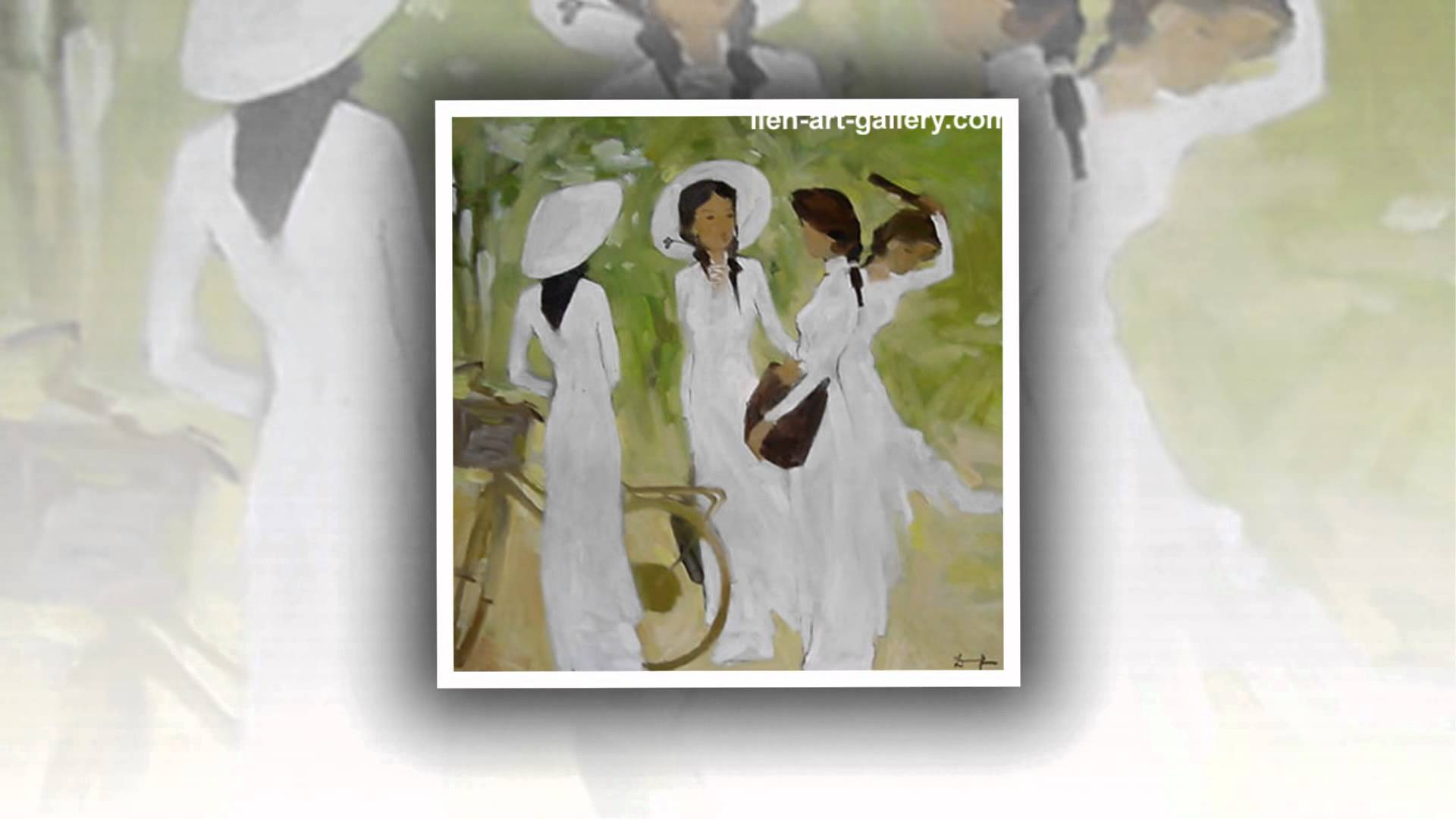 1920x1080 From School Girl In Ao Dai Original Oil Painting By Vietnamese - Ao Dai Painting