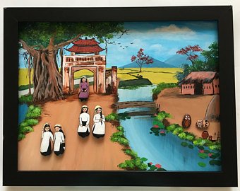 340x270 Hand Painted Ao Dai Etsy - Ao Dai Painting