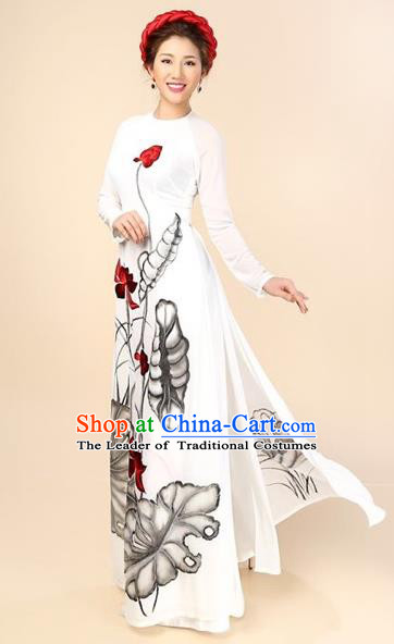 362x592 Traditional Top Grade Asian Vietnamese Costumes Classical Hand - Ao Dai Painting