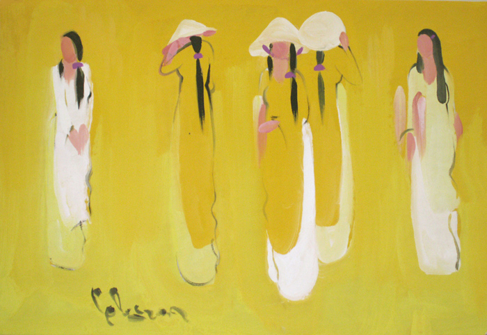 700x482 Vietnam Artist Vietnam Painting Eye Gallery Online - Ao Dai Painting