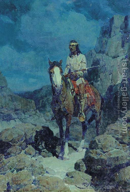 512x757 Apache Scout Frank Tenney Johnson Reproduction 1st Art Gallery - Apache Painting