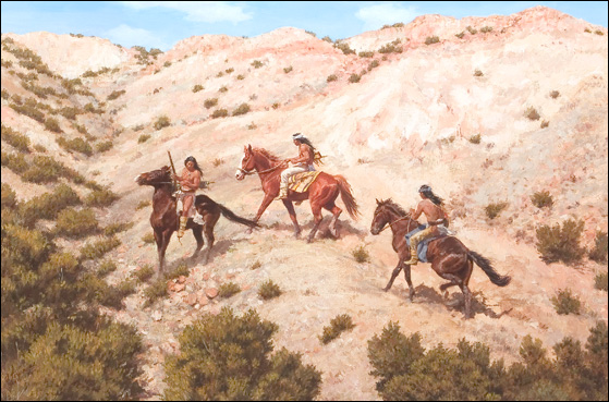 559x369 Apache Trackers, Oil On Canvas Painting By Susan Terpning - Apache Painting