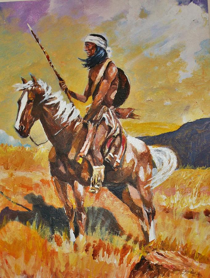 682x900 Vigilante Apache Painting By Al Brown - Apache Painting