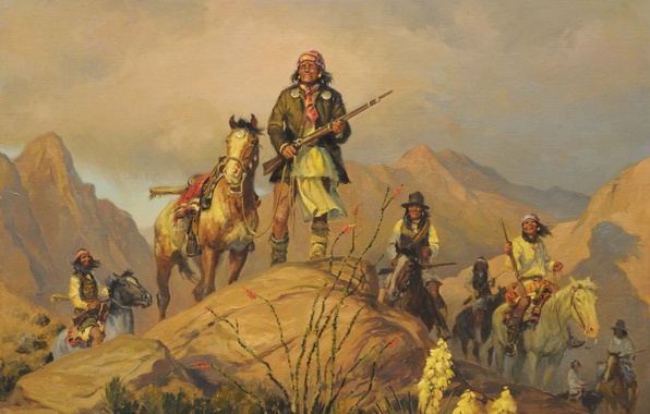 596x380 Wallpaper Picture, Painting, Painting, Geronimo, Mr Apache - Apache Painting